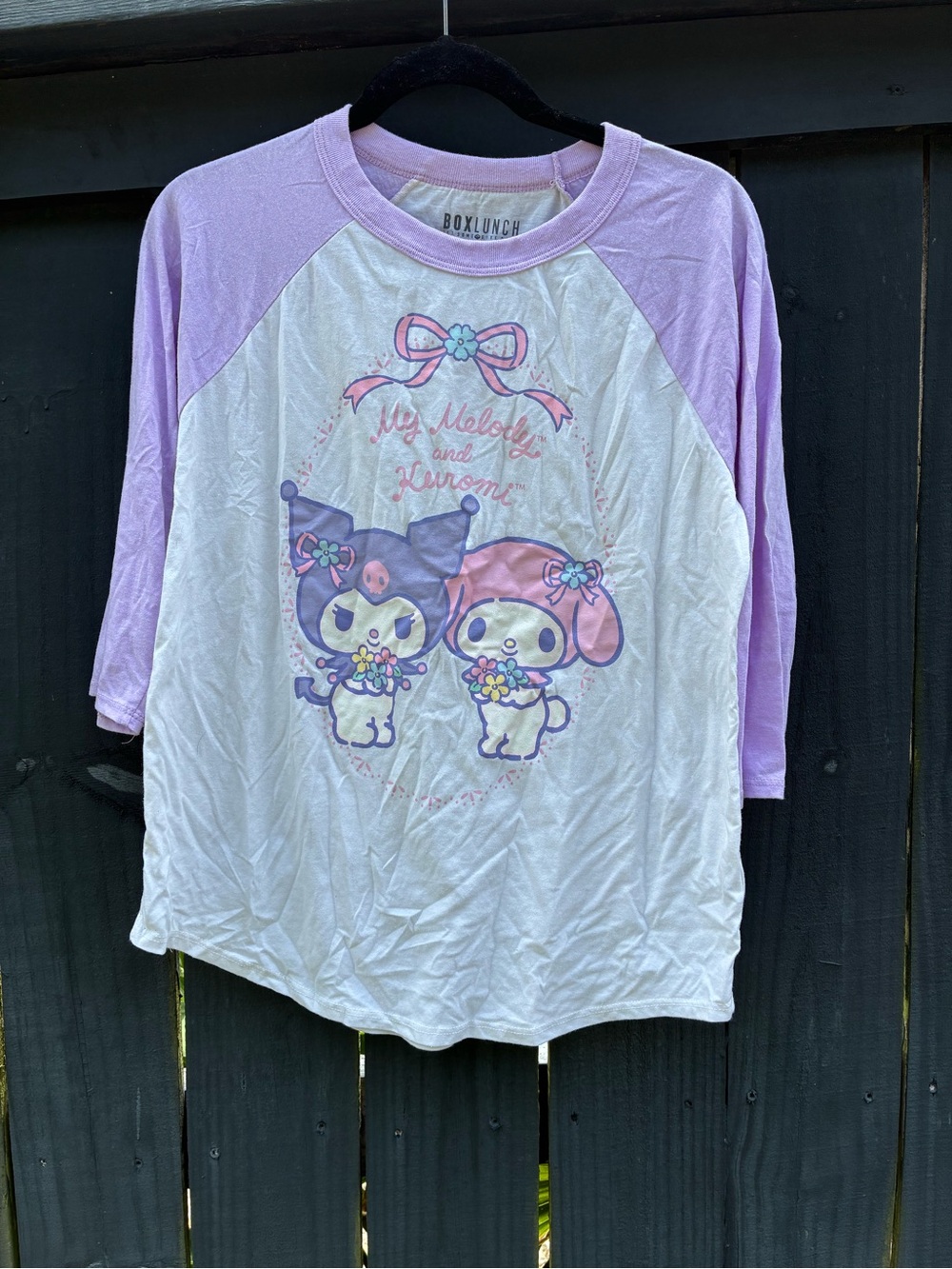 My Melody & Kuromi Lavender Raglan Long Sleeve Tee